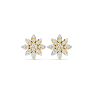 Micro Pavé Floral Diamond Stud Earrings with Round Cluster Design