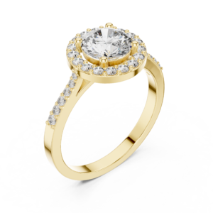 Round Halo Diamond Ring with Accented Band