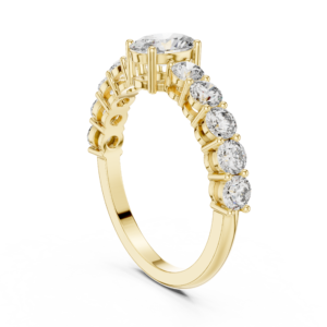 Pear Shape Diamond Cluster Ring with Graduated Side Stones