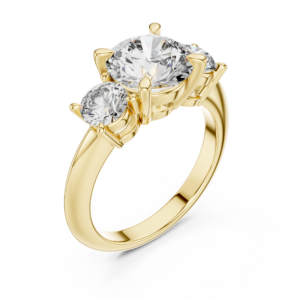 Three-Stone Round Diamond Ring with Elevated Prong Setting
