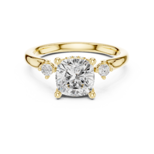 Cushion Cut Diamond Ring with Side Stone Accents