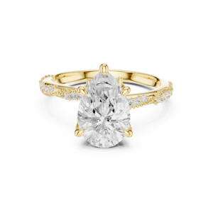 Pear Cut Diamond Engagement Ring with Pavé Accent Band