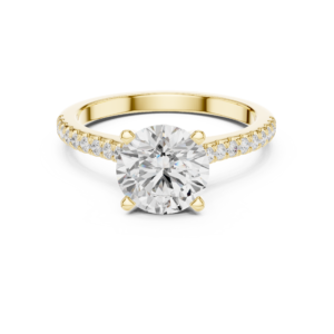 Round Solitaire Diamond Ring with Pave Band