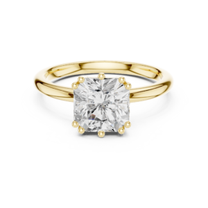 Asscher Cut Diamond Hidden Halo Engagement Ring with Side Accents