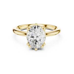 Oval Solitaire Diamond Ring with Hidden Side Accents