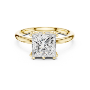 Princess Cut Solitaire Diamond Ring with Hidden Side Accents