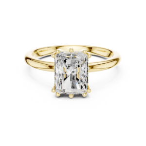 Radiant Cut Solitaire Diamond Ring with Hidden Side Accents