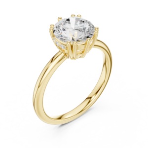 Hidden Halo Round Diamond Engagement Ring with Side Accents