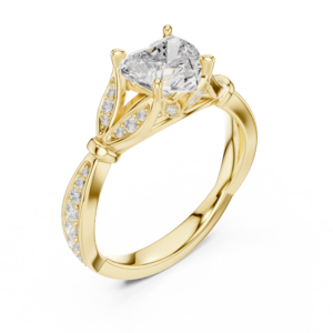 Heart Shape Diamond Ring with Pavé Twist Band