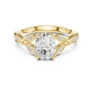 Oval Cut Diamond Ring with Pavé Twist Band