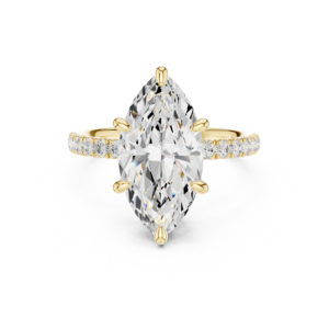 Marquise Diamond Pavé Engagement Ring with Hidden Halo Accents