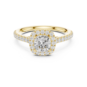 Cushion Halo Diamond Ring with Split Shank Pave Band