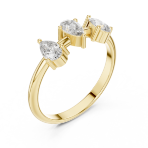 Three Stone Pear Diamond Minimal Ring