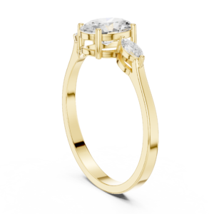 Oval Center Diamond Ring with Marquise Side Accents