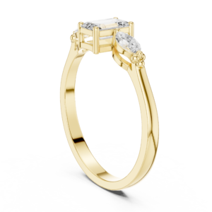 Emerald Center with Marquise Side Diamond Ring