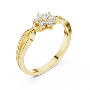 Twisted Band Cluster Diamond Ring with Round Stone Arrangement
