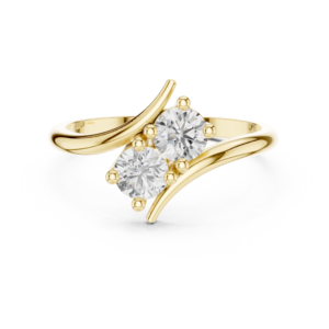 Twin Round Diamond Bypass Ring with Dual Stone Setting