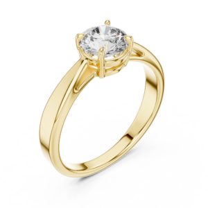 Slim Band Round Solitaire Diamond Ring
