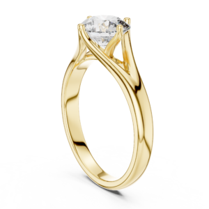 Minimal Round Solitaire Diamond Ring with Tapered Band