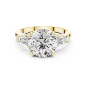 Round Cut Three-Stone Diamond Ring with Baguette Side Stones