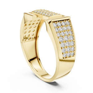 Multi-Row Pave Diamond Statement Band Ring with Tapered Shank