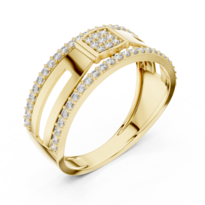 Multi Row Pavé Diamond Band Ring with Center Accent Panel