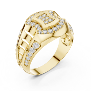 Bold Pavé Diamond Initial Statement Ring