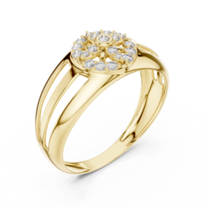 Round Diamond Cluster Signet-Style Ring