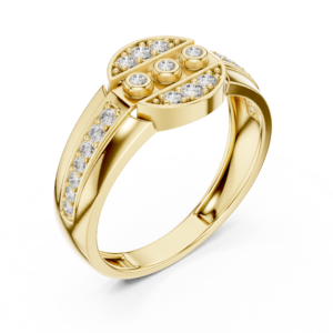 Cross Cluster Round Diamond Ring with Side Stone Band