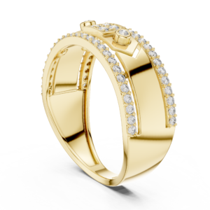 Double Row Pavé Diamond Band with Center Accent Stones