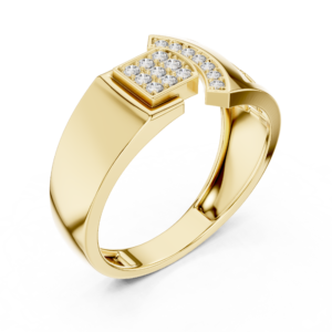 Square Cluster Diamond Signet Ring with Pavé Detailing