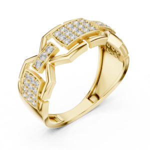 Geometric X-Link Diamond Band with Cluster Center Panels