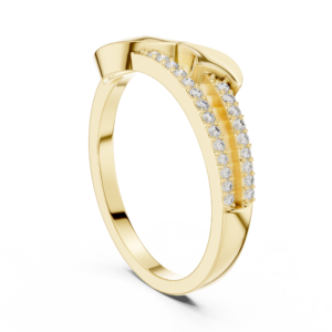 Wave Band Diamond Ring with Side Stone Accents