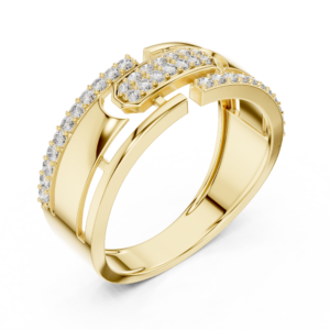 Multi-Row Channel Diamond Ring with Pavé Accents