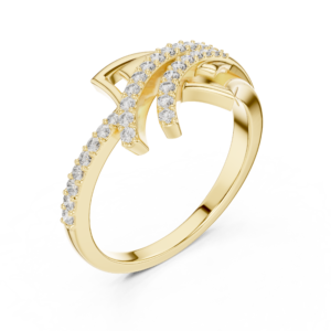 Layered Wave Diamond Ring with Crossover Pavé Design