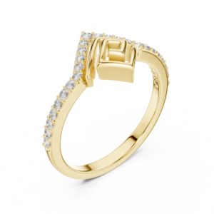 Geometric Square Cluster Diamond Ring with Layered Frame Design