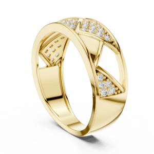 Diagonal Cross-Over Diamond Band with Pavé Detailing