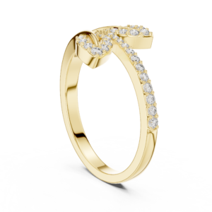 Split Shank Leaf-Inspired Diamond Ring with Pavé Accents