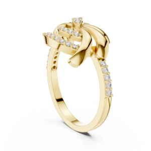 Spiral Floral Diamond Ring with Swirl Petal Design